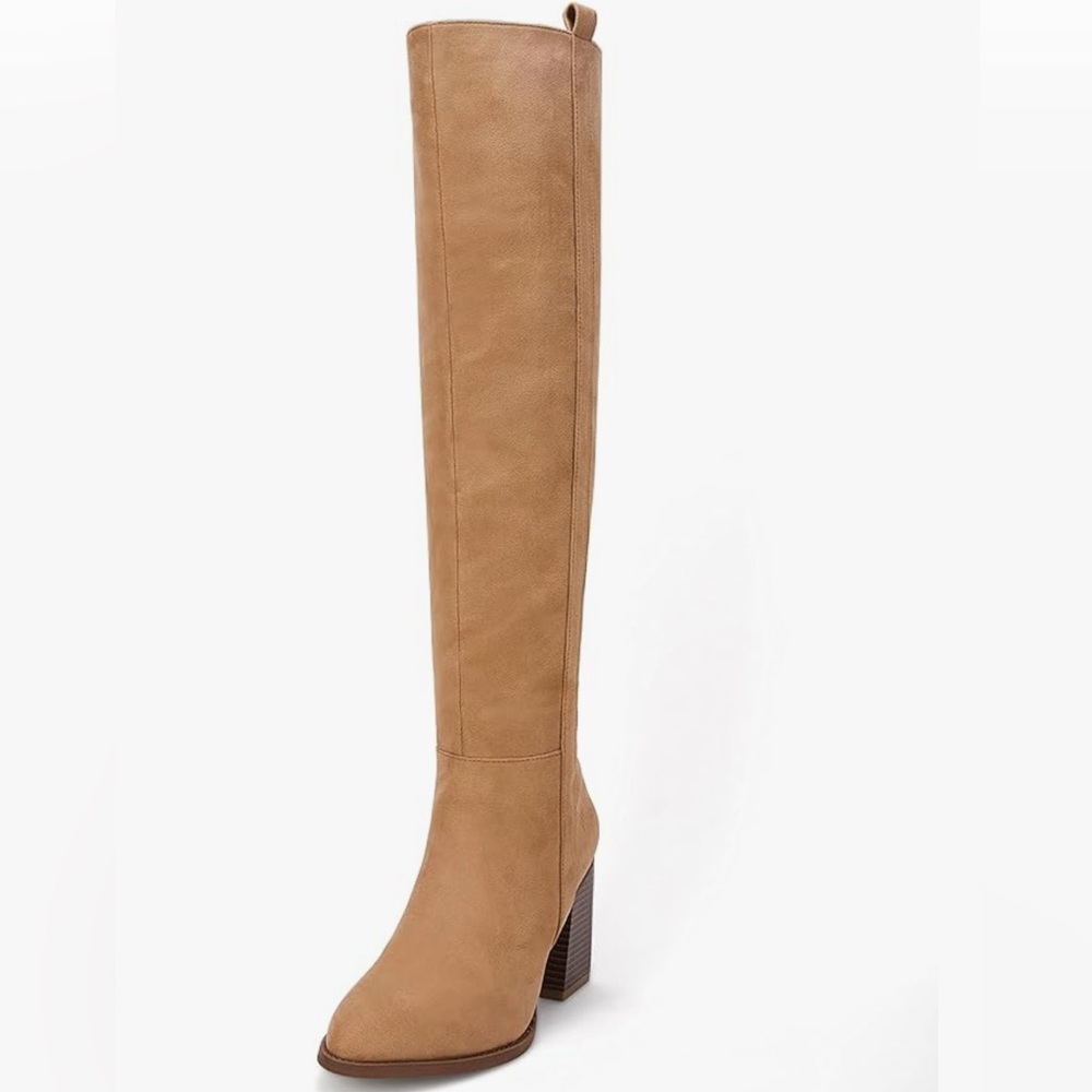 Tan Over-the-Knee Faux Suede Boots